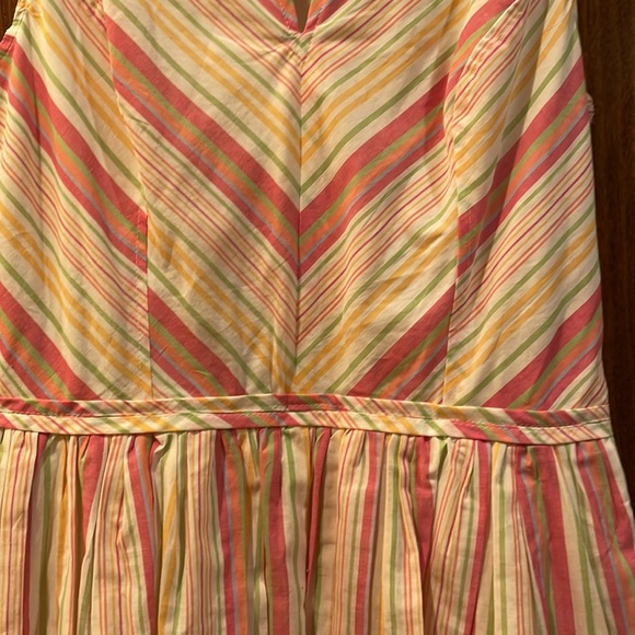 Eshakti Pastel Candy Striped V-Neck Flare Sleeveless Dress Size 6 - Picture 5 of 9